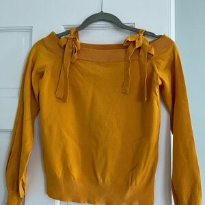 Ann Taylor Mustard Off-the-Shoulder Sweater